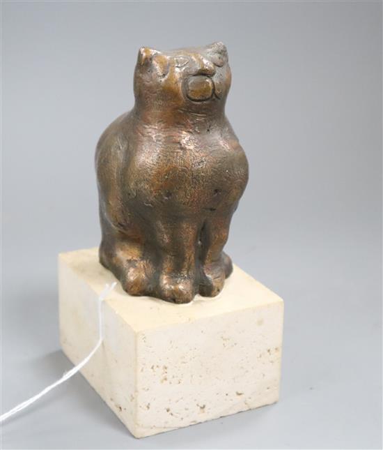 Oreste Dequel. A bronze of a cat, signed, 3/6 height 16cm
